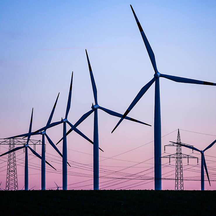 L'utilisation efficace de l'énergie produite par des éoliennes, ici dans la région allemande de Saxe-Anhalt, nécessite de nouvelles lignes électriques (archives).