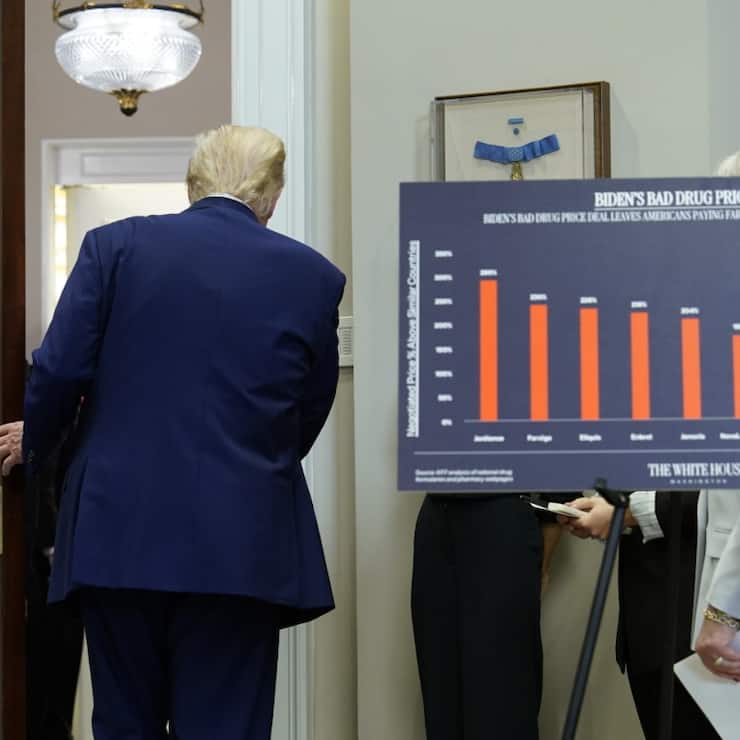 Après un mois de mars record, le déficit commercial des Etats-Unis a été divisé par plus de deux au mois d'avril. Ici, Donald Trump à la Maison Blanche.