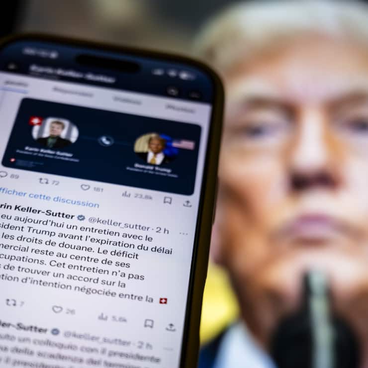 Le message sur X de la présidente de la Confédération Karin Keller-Sutter annonçant l'absence d'accord avec les Etats-Unis sur les droits de douane. Le couperet est ensuite tombé: Donald Trump a infligé un niveau de 39%, le plus lourd pour un pays européen.