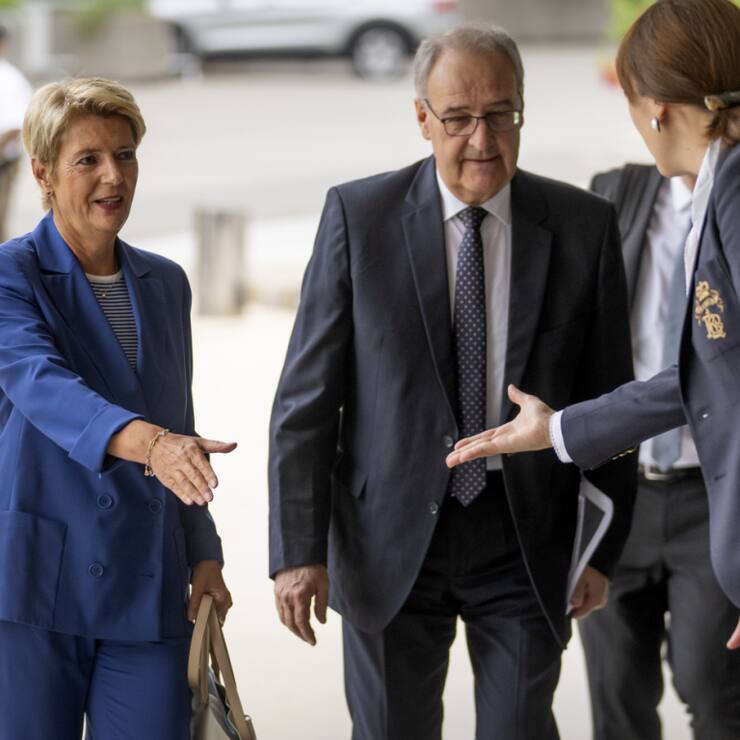 Karin Keller-Sutter et Guy Parmelin ont rencontré plusieurs dirigeants d'entreprise avant leur rencontre mercredi avec le secrétaire d'Etat américain Marco Rubio (archives).