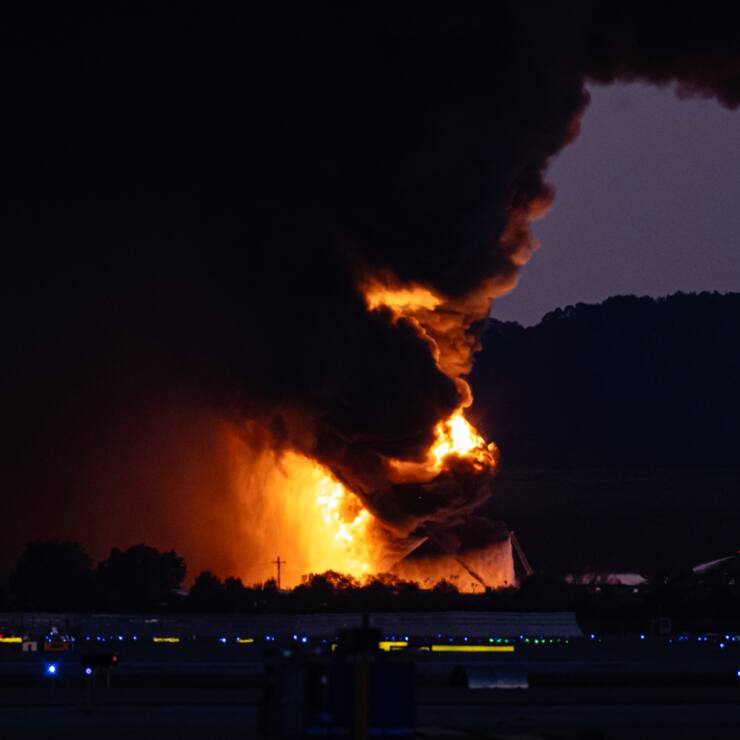 Le crash a provoqué un incendie à proximité de l'aéroport international de Louisville.