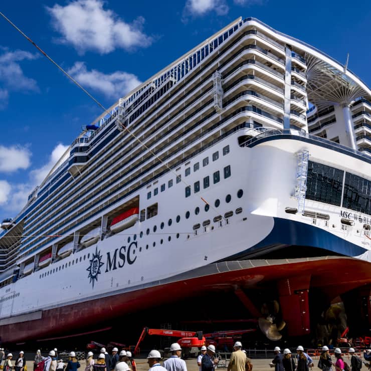 Le mastodonte genevois du fret maritime et de la plaisance de masse est un habitué des chantiers de Saint-Nazaire. (archive)