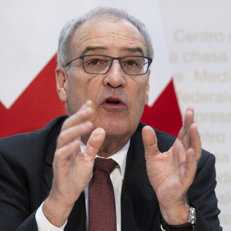 Guy Parmelin s'est déjà rendu plusieurs fois aux Etats-Unis pour négocier une baisse des droits de douane (archives)..