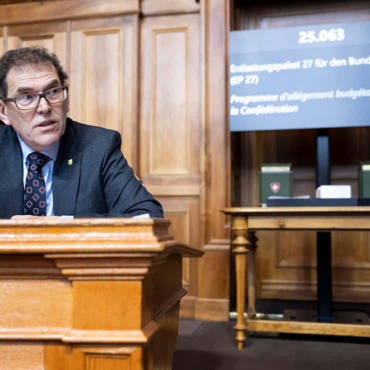 Jakob Stark (UDC/TG) a été le porte-parole de la commission durant les près de 12 heures de débats au Conseil des Etats sur le programme d'allègement budgétaire 2027.