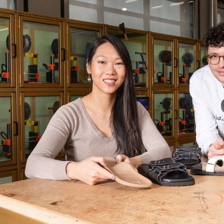 Linda Wang et Roman Wyss, cofondateurs des chaussures orthopédiques URBNC3 fabriquées sur mesure en 3D.