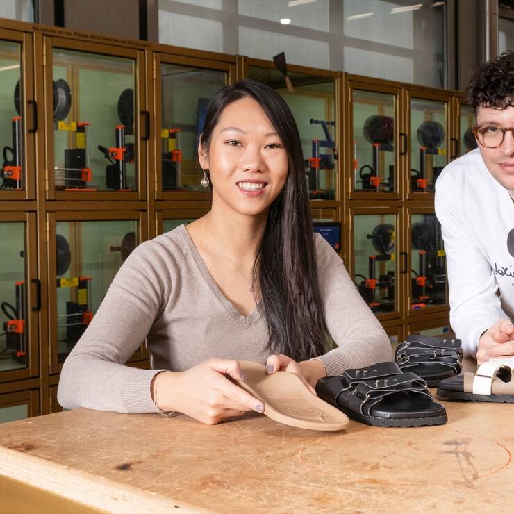 Linda Wang et Roman Wyss, cofondateurs des chaussures orthopédiques URBNC3 fabriquées sur mesure en 3D.