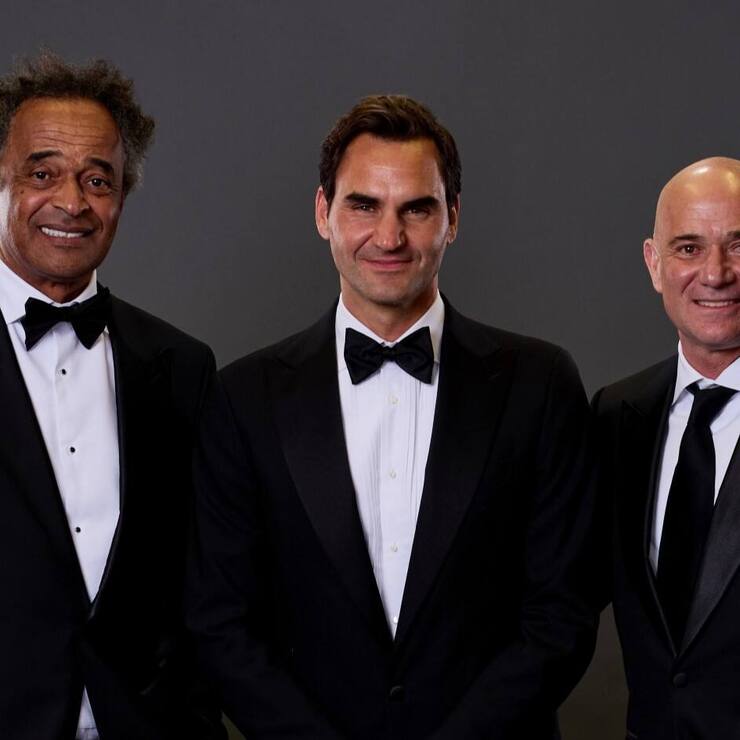 Yannick Noah, Roger Federer et Andre Agassi