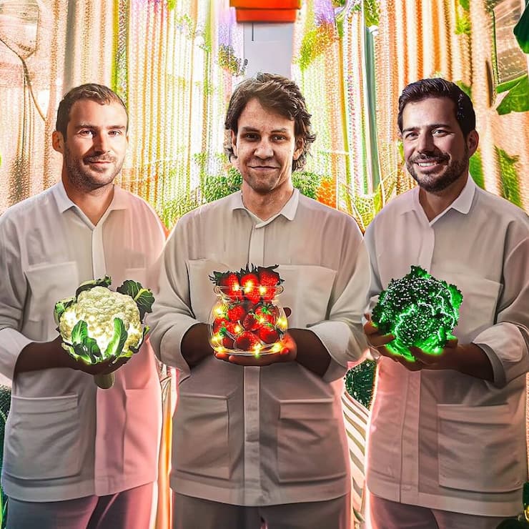 Dominik Blaser, Jonas Roch et Nicolas Weber (de g. à dr.) transforment les serres en centrales solaires.