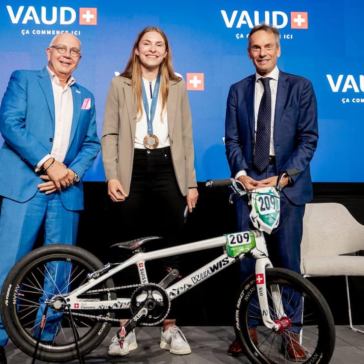 Michel Rochat, Vaud Promotion, la cycliste BMX Zoé Claessens et Christophe De Kepper, CIO