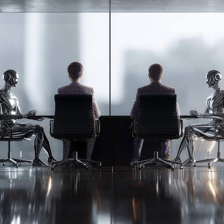 <p>Un scénario d'avenir: l'IA s'assied à la table et apporte son aide pour les analyses et les décisions.</p>