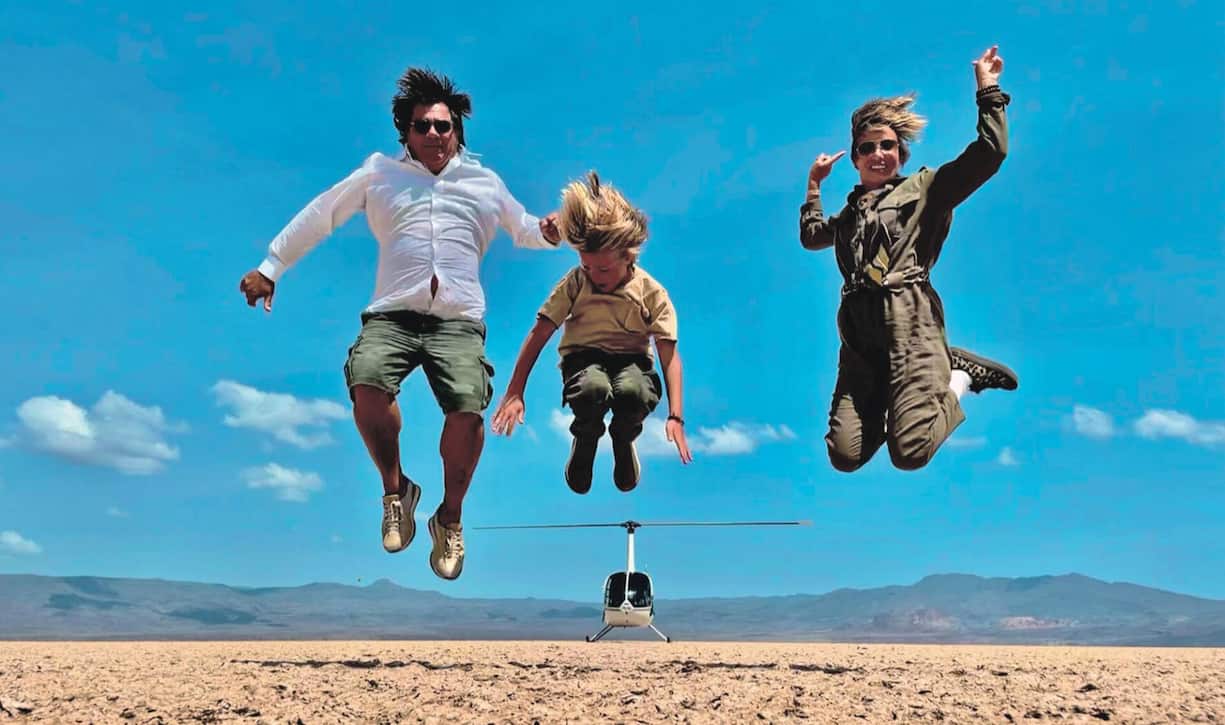 Au Kenya, Antoine Hubert, sa femme Géraldine et leur petit dernier, en octobre 2021.