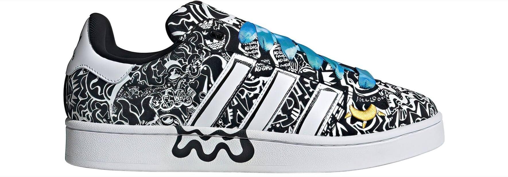 Adidas  s’est associé  à l’artiste NFT Fewocious  pour un modèle mis en vente  le 22 juin  à 4500 exemplaires au tarif de 0,25 ether (environ 400 euros).