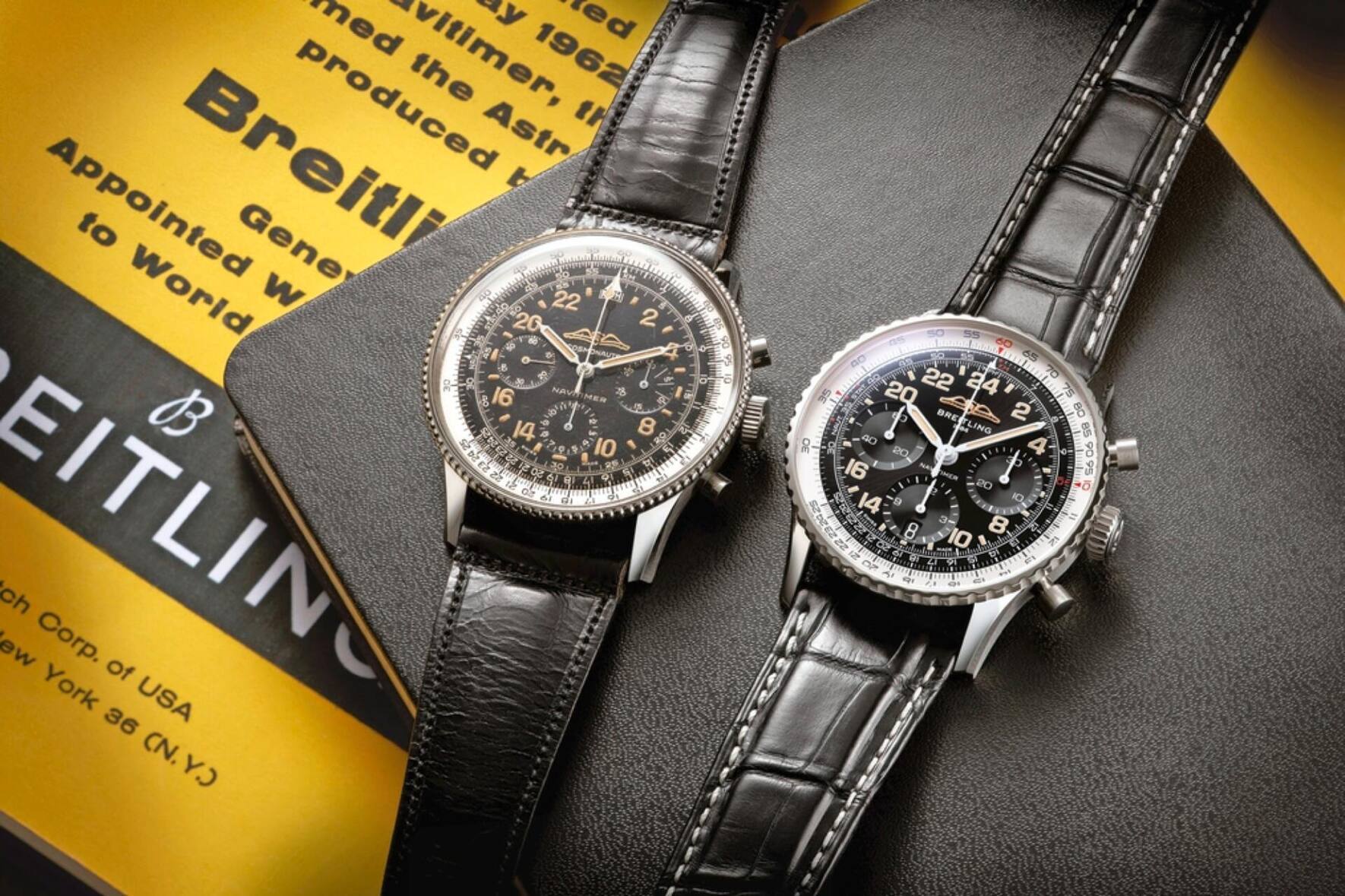 Historical Breitling Navitimer Cosmonaute from 1962 and the new Navitimer Cosmonaute Limited Edition (left to right)_RGB