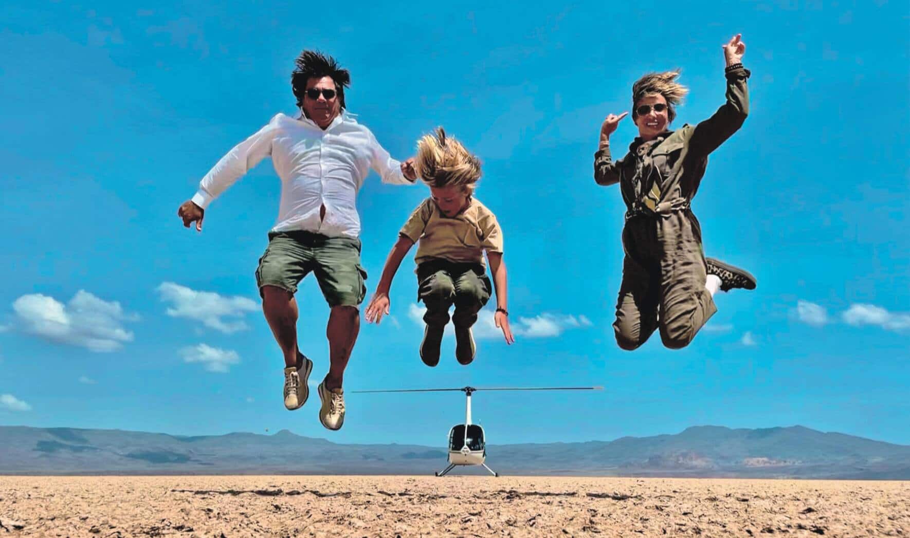 Au Kenya, Antoine Hubert, sa femme Géraldine et leur petit dernier, en octobre 2021.