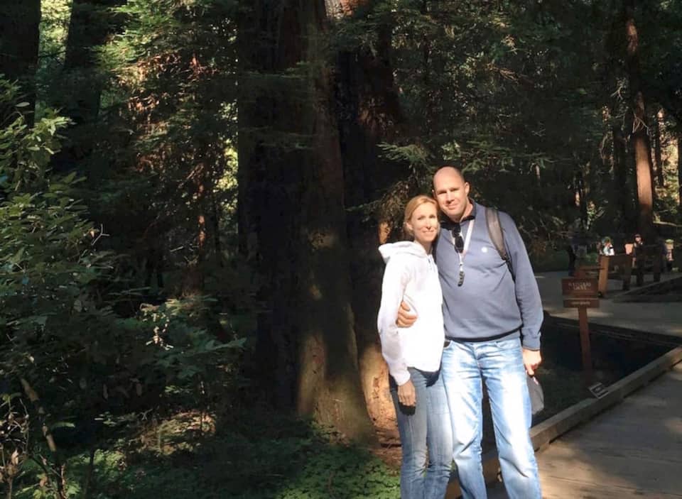 Avec son épouse Elena, au Sequoia National Park,  en Californie,  en 2016